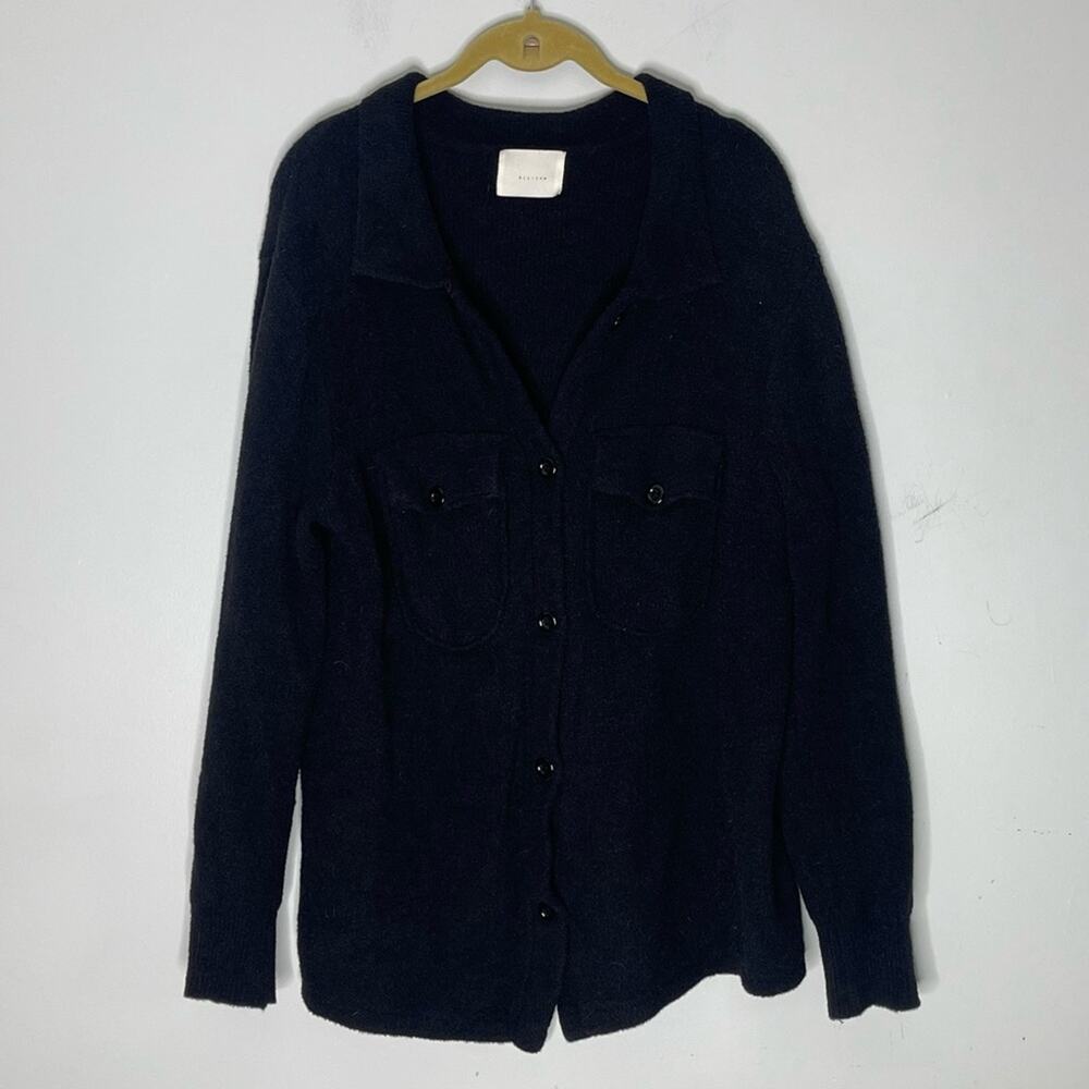 ALL : ROW Black Fuzzy Bucket Front Long Sleeve Jacket Cardigan Size M/L